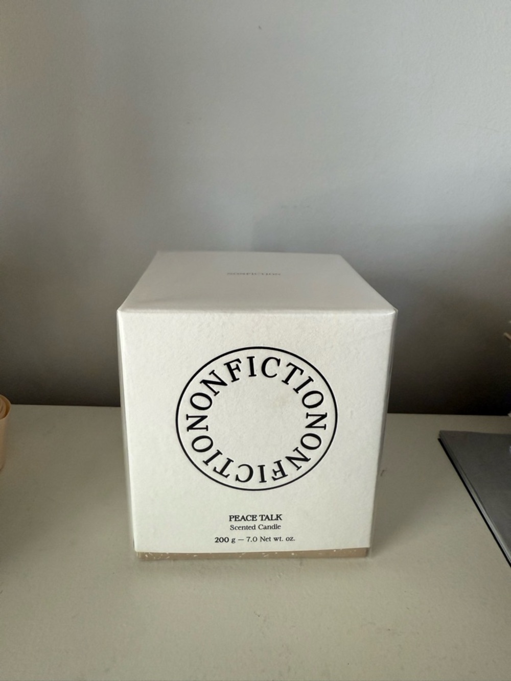 Nonfiction 'Peace Talk' Scented Candle - White Box
